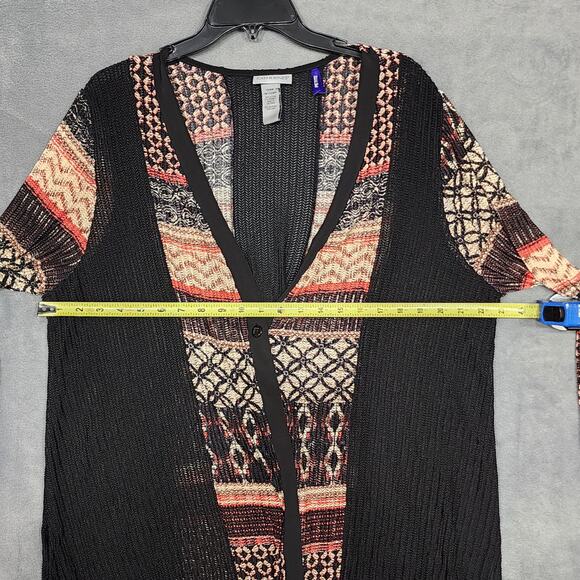Catherines Mesh Cardigan Petite 1XWP 18/20WP Black Red Artsy Boho Coastal - Picture 10 of 10